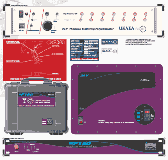 A few examples of visuals produced in the course of designing  product graphics and labels for UKAEA Fusion; Oxford Magnet Technology: and CodaOctopus.