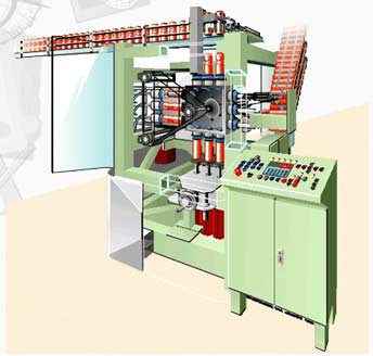 Cut-away perspective of production machinery