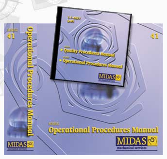 Operational Procedures Manual and CD-ROM containing pdf version along with Quality Procedures Manual for Midas Mechanical Services Ltd
