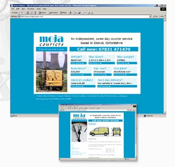 mojacouriers.com – web site design and hosting for a Didcot-based  indpendent same day courier service