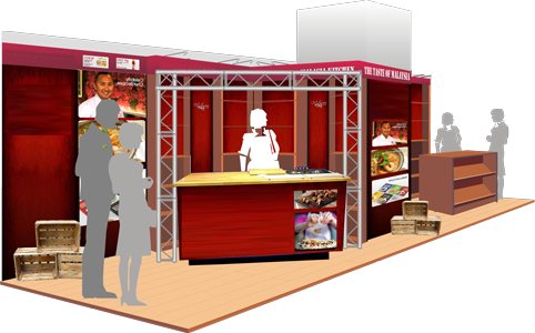Perspective visual of exhibition stand (branding removed)